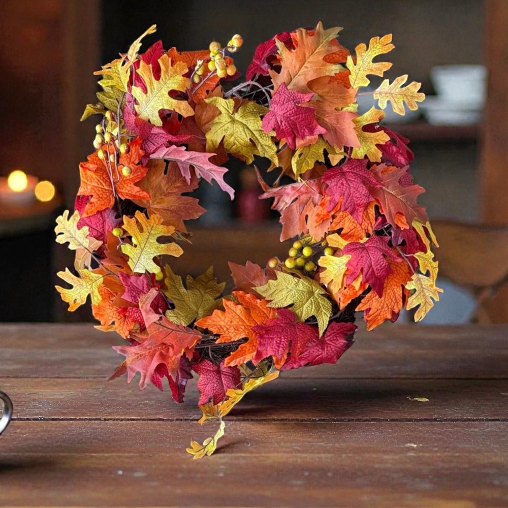 Autumn Leaves Wreath - Red, Orange, Yellow